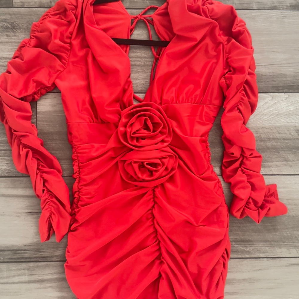 Elegant Red Ruched Dress